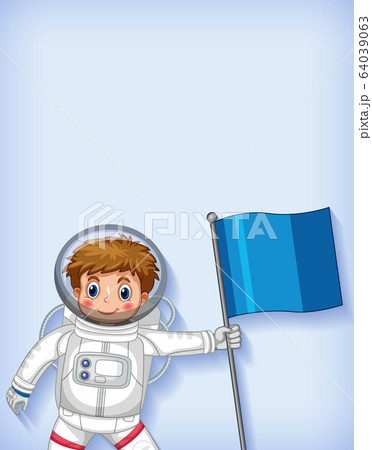 Plain background template with happy astronaut 64039063