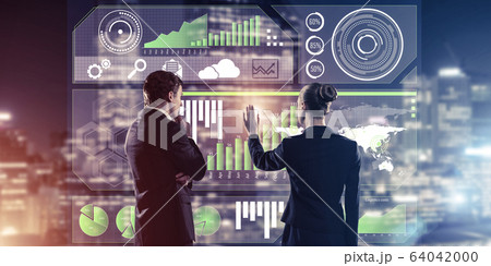 Concept of partnership and cooperation with people using virtual 64042000