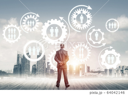 Social connection concept drawn on screen as symbol for teamwork Social connection concept drawn on screen as symbol for teamwork 64042146