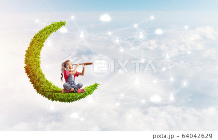 Idea of children Internet communication or online playing and parent control 64042629