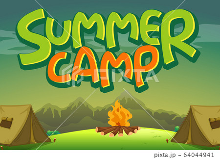 Scene background design for summer camp with tents 64044941