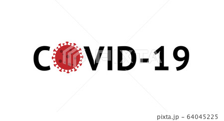 COVID-19 word inscription with coronavirus bacteria icon 64045225