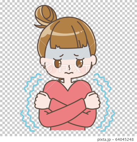 A woman feels cold 64045248