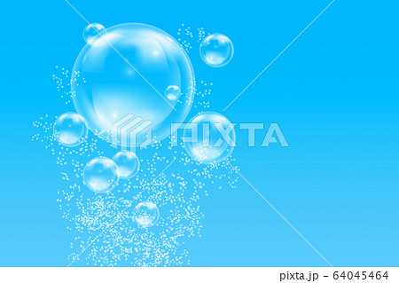 Realistic water bubbles in transparent blue water. 64045464