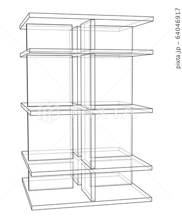 Empty showcase outline. Vector rendering of 3d Empty showcase outline. Vector rendering of 3d 64046917