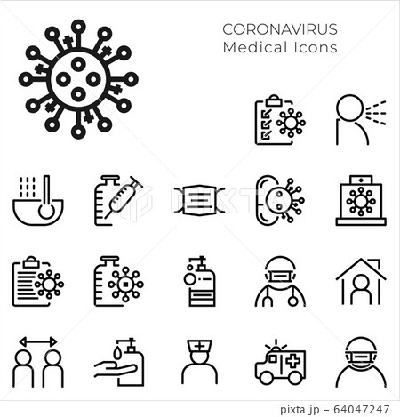 Set Icons Medical and Coronavirus. Vector thin Set Icons Medical and Coronavirus. Vector thin 64047247