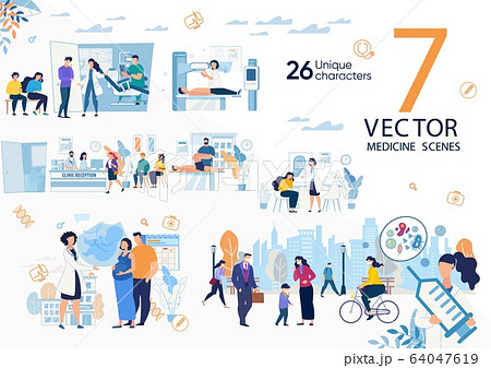 Modern Clinic Medical Services Flat Vector Scenes 64047619