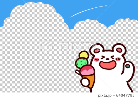 Polar bear and ice cream summer sky background frame Polar bear and ice cream summer sky background frame 64047793