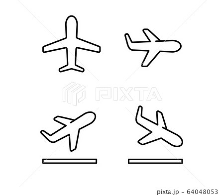 飛行機のアイコンセット 離陸 着陸 ベクターのイラスト素材