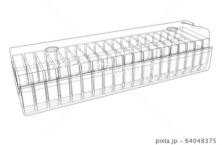 3D microchip. Vector rendering of 3d 64048375