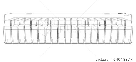3D microchip. Vector rendering of 3d 64048377