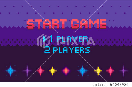 Start game one or two players option pixel design Vector Image