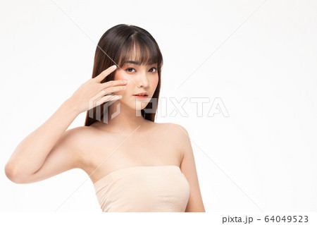 Beauty asian women  portrait face with natural skin and skin care healthy hair and skin close up face beauty portrait. 64049523