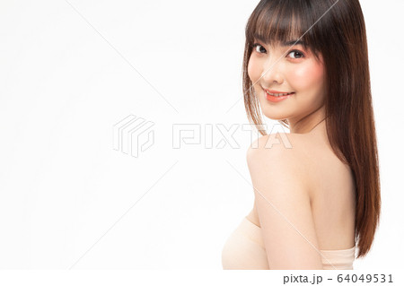Beauty asian women  portrait face with natural skin and skin care healthy hair and skin close up face beauty portrait. 64049531