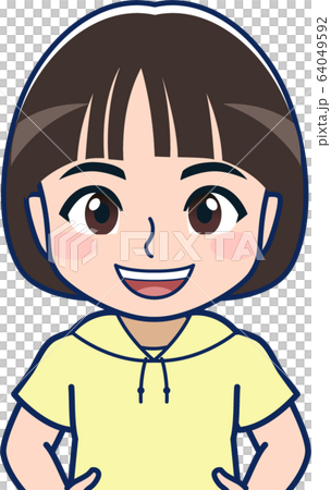 おかっぱ頭のこどものイラストのイラスト素材