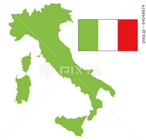 世界地図 イタリア 国旗のイラスト素材