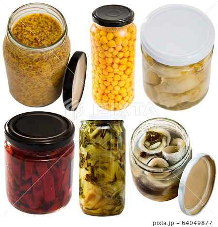Set of various preserves isolated 64049877