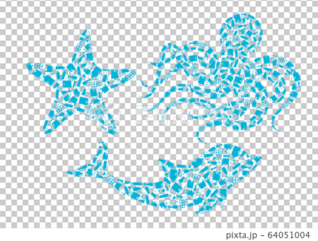 Ocean animals plastic waste ocean eco problem 64051004