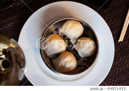 Steamer of Japanese gyoza dumplings Steamer of Japanese gyoza dumplings 64051453