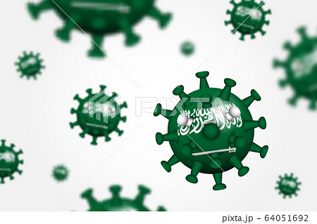 COVID-19 . 3D floating corona virus with Saudi COVID-19 . 3D floating corona virus with Saudi 64051692