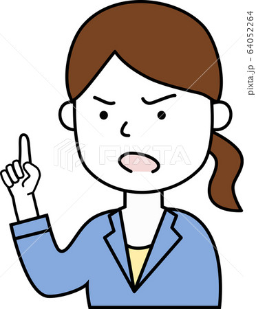 身振りする女性　注意　警告　怒る 64052264