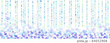 水彩風あじさいと雨の背景イラストのイラスト素材
