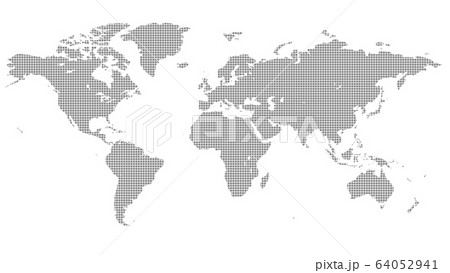 四角いドットで構成された灰色の世界地図 四角いドットで構成された灰色の世界地図 64052941