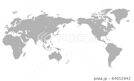 四角いドットで構成された灰色の世界地図 四角いドットで構成された灰色の世界地図 64052942