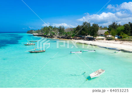 The beautiful tropical Island of Zanzibar aerial 64053225