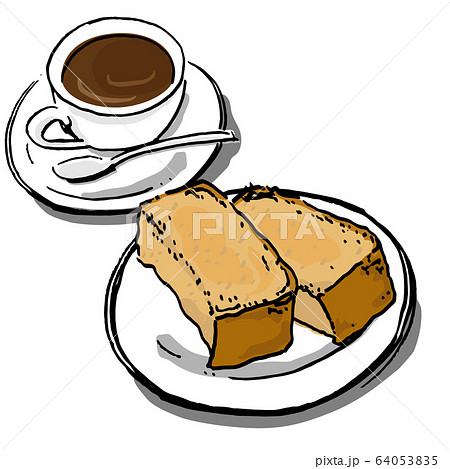 手描きなコーヒーとトースト 64053835