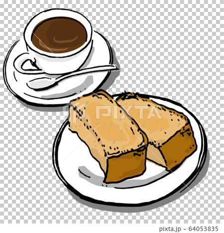 手描きなコーヒーとトースト 64053835