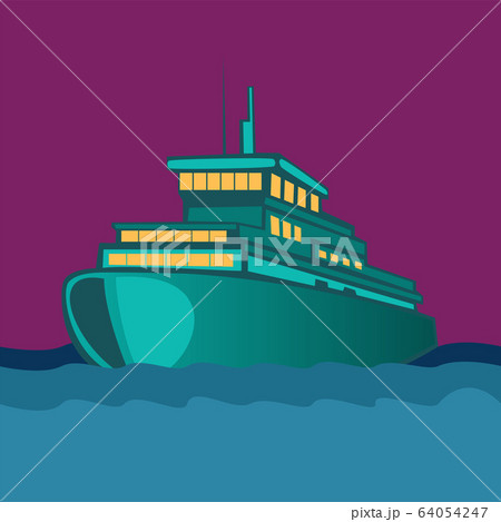 Ship in the middle of the ocean against the Ship in the middle of the ocean against the 64054247
