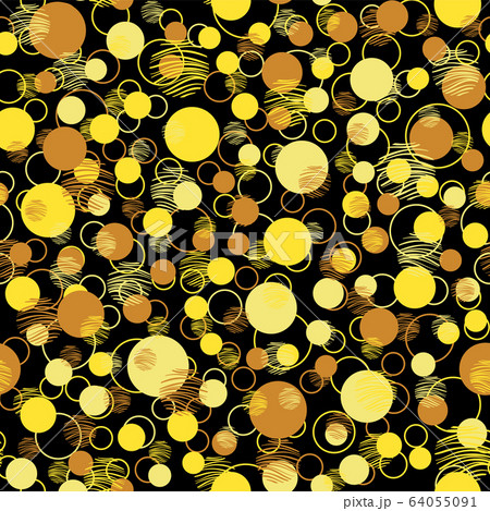 Seamless pattern. Golden circle geometry in modern style on a black background. Abstract geometric pattern. Simple vector illustration. Vector line design for packaging, fabric, beech and other Seamless pattern. Golden circle geometry in modern style on a black background. Abstract geometric pattern. Simple vector illustration. Vector line design for packaging, fabric, beech and other 64055091