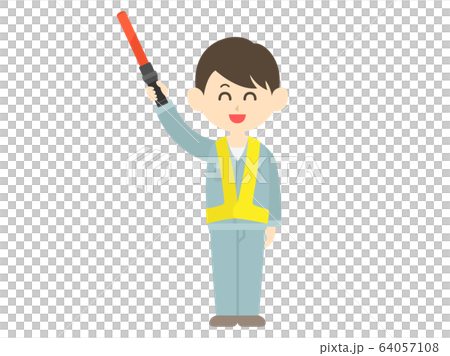 一個人在做交通管制的插圖 64057108