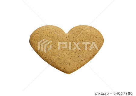 One heart-shaped cookie isolated One heart-shaped cookie isolated 64057380