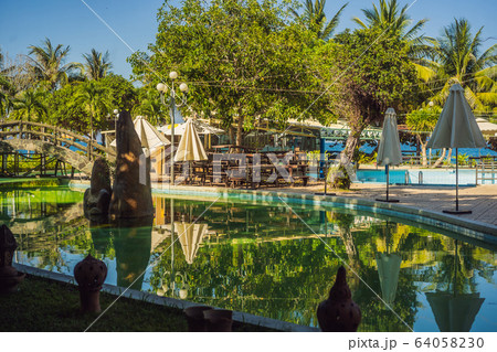 The pool is quarantined to prevent the spread of infection COVID19 64058230