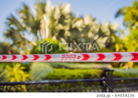 Corona Virus threat closes beaches and public places in many countries. The inscription NOT ALLOWED Corona Virus threat closes beaches and public places in many countries. The inscription NOT ALLOWED 64059236