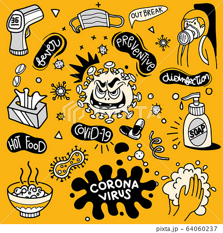 Vector illustration of Doodle cute for covid-19 , Vector illustration of Doodle cute for covid-19 , 64060237