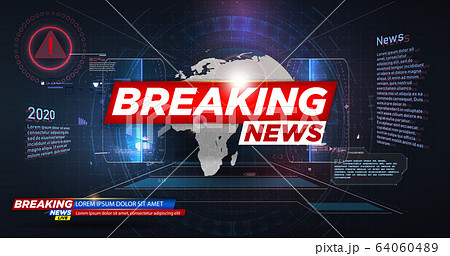 Banner Breaking news. Breaking news live on world map background. Graphical Modern World News. 64060489