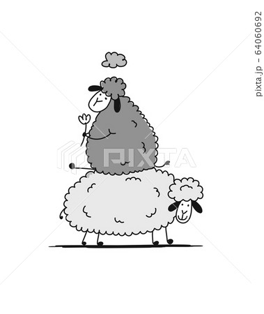 Funny sheeps, sketch for your design 64060692