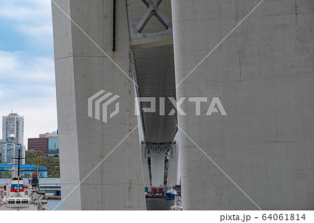 Vladivostok, Russia - May 07, 2019: The bridge over the Amur Bay and the Golden Gate. 64061814