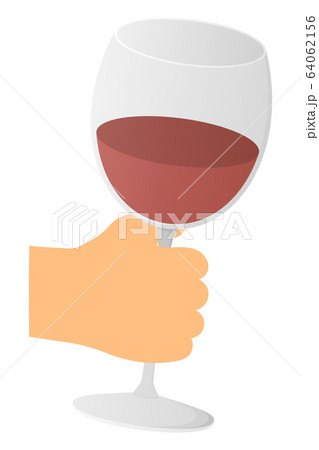 赤ワインのグラスを持つ手のイラスト素材