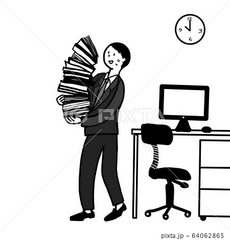 膨大な書類に苦しむビジネスマン1 膨大な書類に苦しむビジネスマン1 64062865