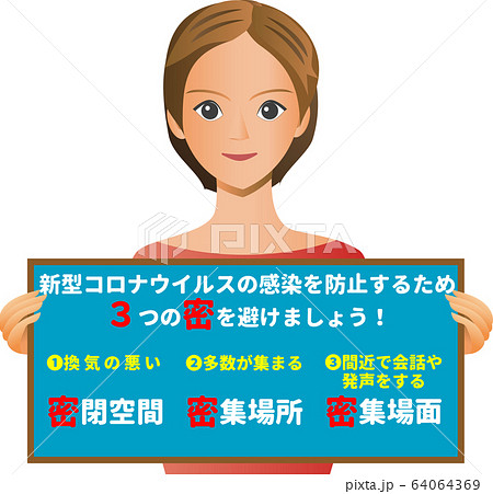新型コロナウイルスに注意 64064369