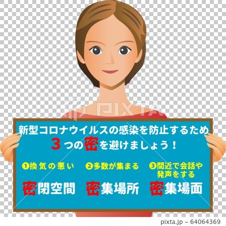 新型コロナウイルスに注意 64064369
