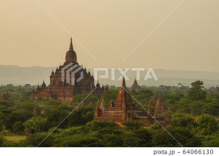 Ancient temple archaeology in Bagan before sunset Ancient temple archaeology in Bagan before sunset 64066130
