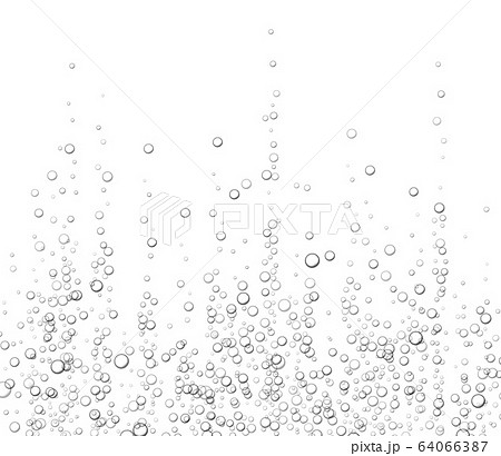 Underwater fizzing bubbles, soda or champagne carbonated drink, sparkling water isolated on white background. 64066387