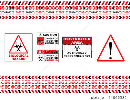 Seamless Caution Warning Tape. Stop Covid-19 Sign. Seamless Caution Warning Tape. Stop Covid-19 Sign. 64066582
