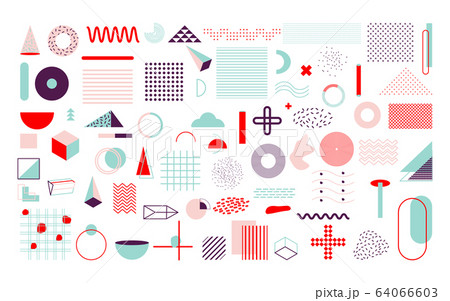 Colored geometric shape memphis element vector set Colored geometric shape memphis element vector set 64066603