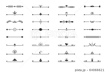 Divider line border set. Graphic decorative element for design book page, text break, wedding invitation, card, certificate, menu retro, art deco, elegant decor. Isolated on white vector illustration 64066621